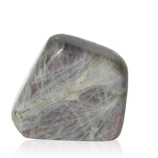 Polished cut base labradorite stone by Sylvia Crystals showcasing natural color flashes and sleek design for elegance and energy.