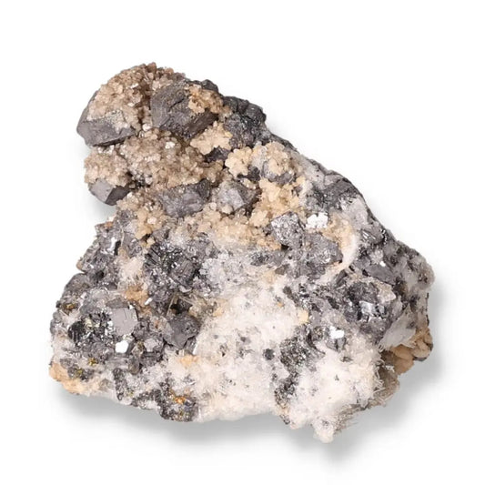 Quartz with Galena mineral specimen showcasing a mystical allure, ideal for chakra alignment and spiritual journey enhancement.