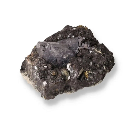 Raw sphalerite crystal displaying natural black color and rough texture, valued for jewelry and spiritual healing practices.