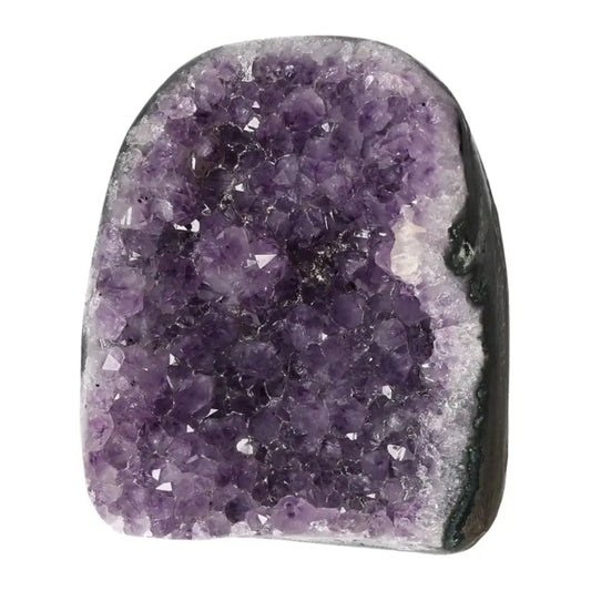Exquisite Amethyst Cut Base Geode from Sylvia Crystals, showcasing stunning violet hues and luxury for spiritual well-being.