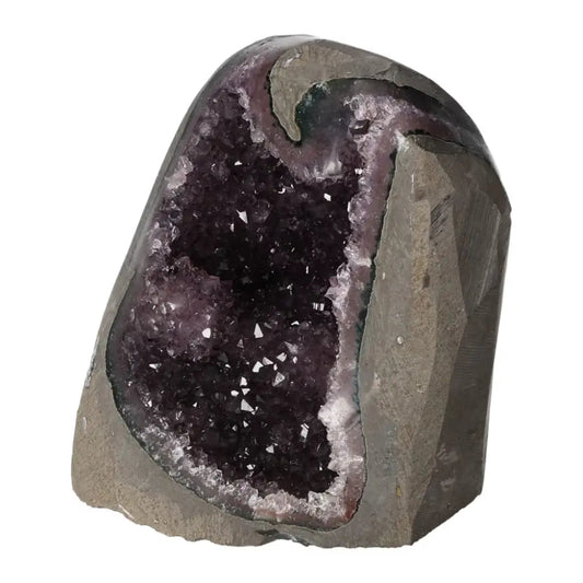 Amethyst Cut Base Geode by Sylvia Crystals, showcasing deep purple hues for natural elegance and conscious living.