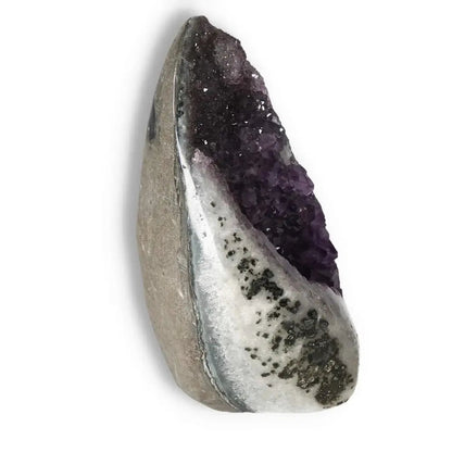 Amethyst cut base geode from Sylvia Crystals, perfect for enhancing energy and emotional stability in any tranquil space.