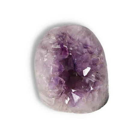 Stunning Amethyst Cut Base Geode from Sylvia Crystals, showcasing vibrant purple hues perfect for stress reduction and concentration.