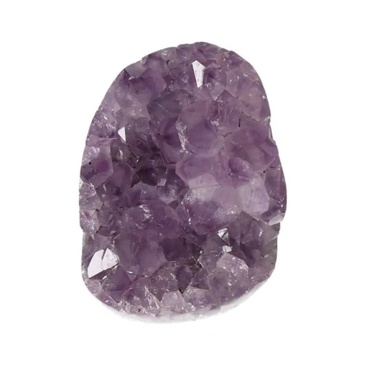 Amethyst Cut Base Geode by Sylvia Crystals featuring vibrant purple hues, known for luxury and spiritual benefits.