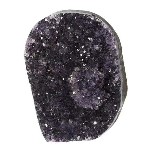 Exquisite Amethyst cut base geode from Sylvia Crystals, showcasing luxury and spiritual elegance with deep purple hues.