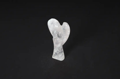 9 cm Angel Rose Quartz figurine on black background, symbolizing unconditional love and emotional healing.