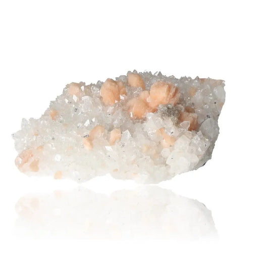Apophyllite with Stilbite crystal, showcasing a shimmering crystalline structure for clarity and spiritual elevation by Sylvia Crystals.