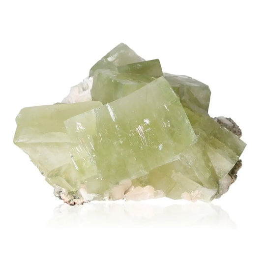 Green Apophyllite with Scolecite crystal cluster from Sylvia Crystals, known for clarity and spiritual enlightenment.