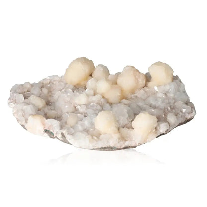 Apophyllite with Stilbite crystal from Sylvia Crystals, promoting mental clarity and spiritual enlightenment.