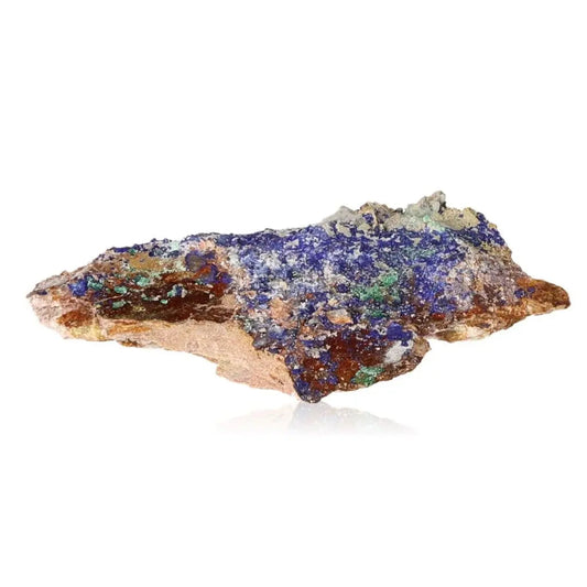 Azurite mineral showcasing deep blue hues with copper composition, enhancing mental clarity and self-awareness. Ideal for collectors.