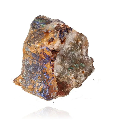Raw Azurite crystal with deep blue patterns, ideal for collectors and spiritual growth, enhancing mental clarity and self-awareness.