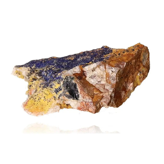 Raw azurite rock highlighting vibrant deep blue hues and unique patterns, ideal for collectors and those on a spiritual journey.