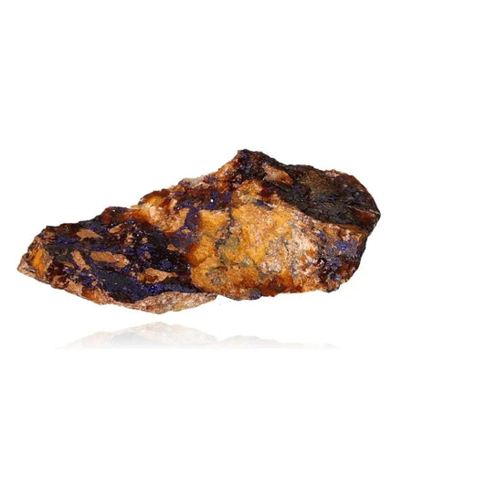 Azurite mineral rock showcasing deep blue hues and copper patterns, ideal for mental clarity, self-awareness, and spiritual growth.