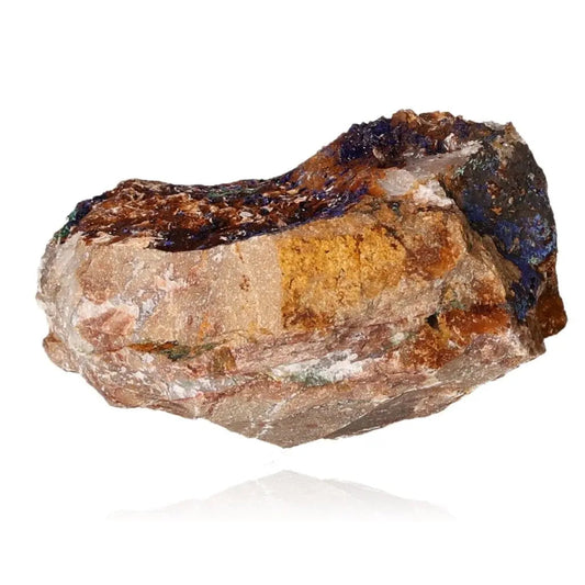 Azurite mineral rock displaying deep blue hues and unique patterns, popular for enhancing mental clarity and spiritual growth.
