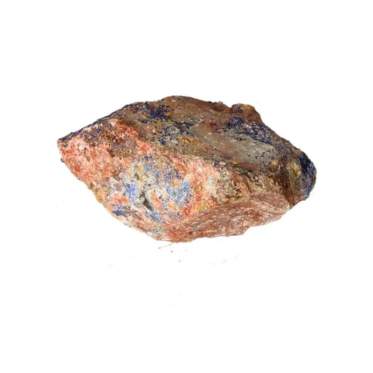 Azurite mineral displaying rich deep blue hues and patterns, known for enhancing mental clarity and personal growth.