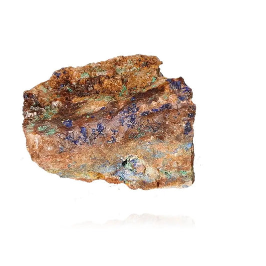 Azurite mineral with deep blue hues and unique patterns, known for enhancing mental clarity and focus, ideal for collectors and growth seekers.