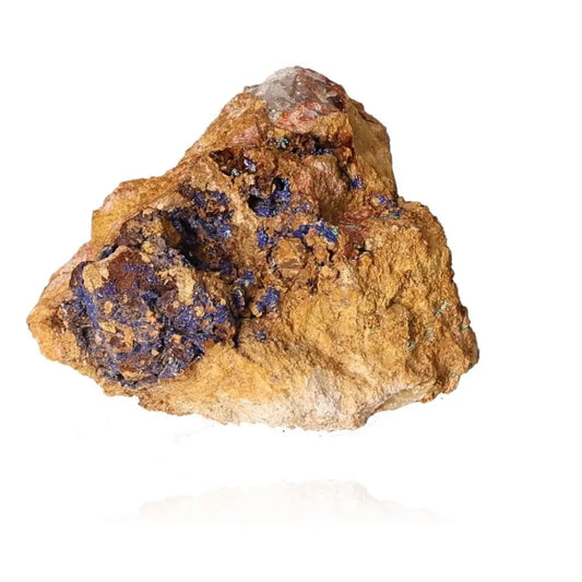 Azurite mineral specimen showcasing deep blue hues with unique copper patterns, ideal for mental clarity and personal growth.