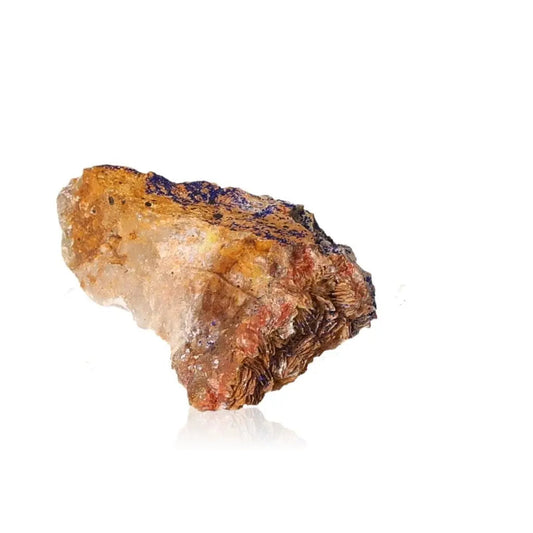 Azurite stone with deep blue hues and unique patterns, known for boosting mental clarity and promoting personal growth.