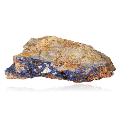 Azurite mineral showcasing deep blue hues and unique patterns, ideal for mental clarity, self-awareness, and spiritual growth.