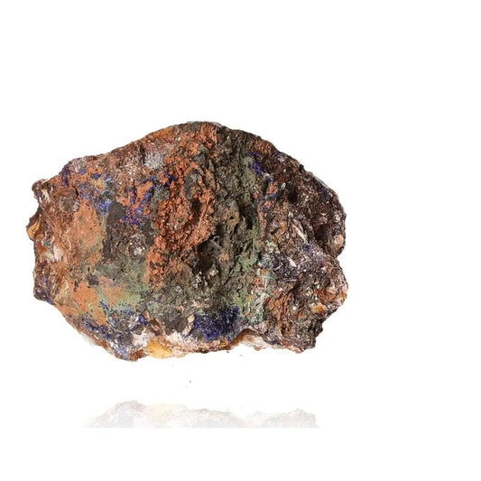 Azurite mineral specimen with intense deep blue and copper patterns, ideal for collectors seeking mental clarity and spiritual growth.
