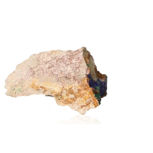 Azurite mineral rock with rich blue hues, known for enhancing mental clarity and focus; perfect for collectors and spiritual journeys.