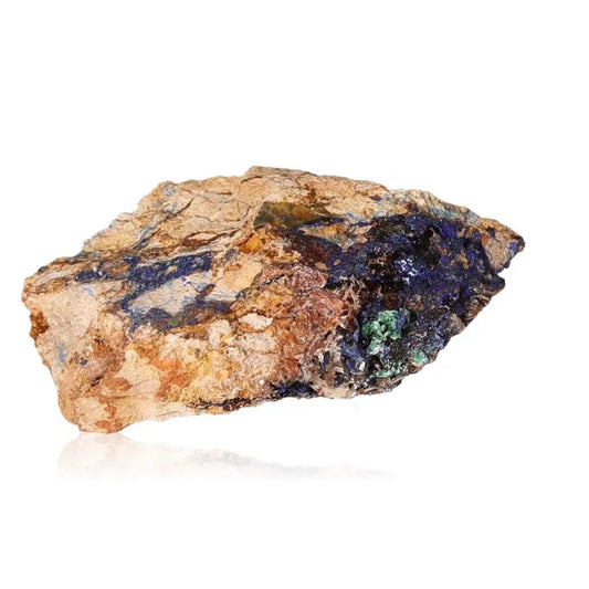 Azurite mineral showcasing deep blue hues and unique patterns, known for enhancing mental clarity and personal growth.