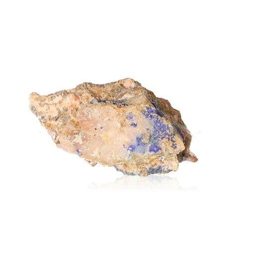 Azurite mineral with deep blue hues, showcasing unique patterns, enhancing mental clarity and personal growth, ideal for collectors.