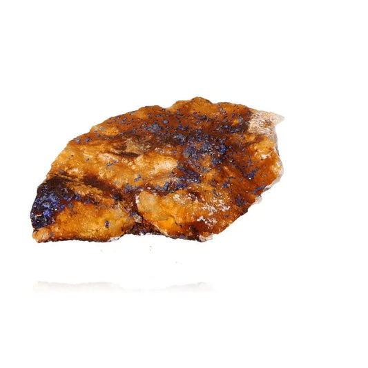 Azurite crystal with deep blue hues on a brown mineral matrix, promoting mental clarity and self-awareness for collectors and spiritual seekers.