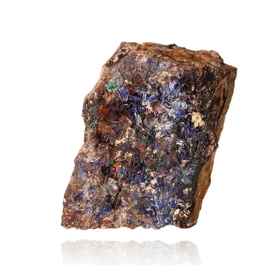 Azurite crystal with intense deep blue hues and copper patterns, ideal for mental clarity, personal growth, and spiritual journeys.