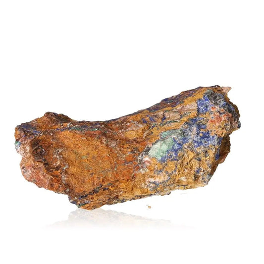 Azurite mineral rock featuring deep blue hues and earthy textures; ideal for collectors and enhancing mental clarity and focus.