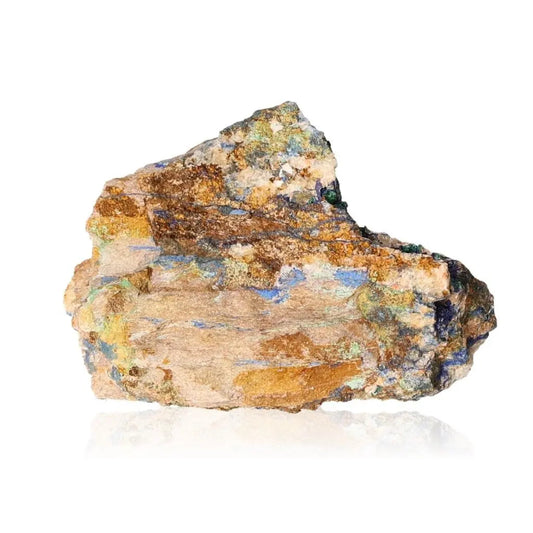 Azurite mineral rock with rich deep blue hues, known for its copper composition and mental clarity benefits, perfect for collectors and spiritual seekers.