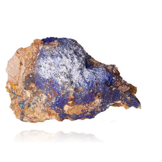 Azurite mineral with deep blue hues and unique patterns, ideal for mental clarity, self-awareness, and spiritual growth.