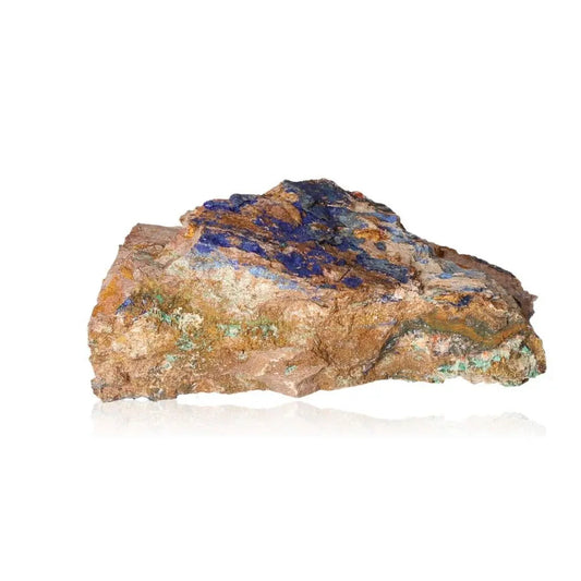 Azurite mineral rock with deep blue hues and unique patterns, ideal for collectors and enhancing mental clarity and personal growth.