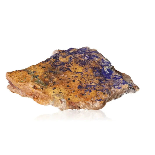 Azurite mineral with deep blue hues and unique patterns, ideal for collectors and those seeking mental clarity and spiritual growth.