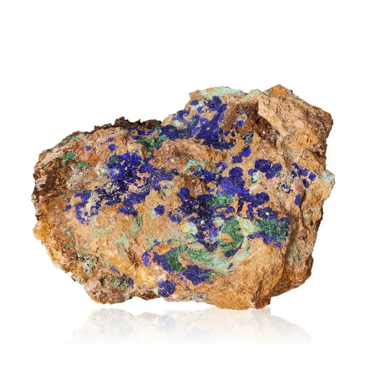 Azurite mineral specimen with deep blue patterns, ideal for enhancing mental clarity, self-awareness, and personal growth.