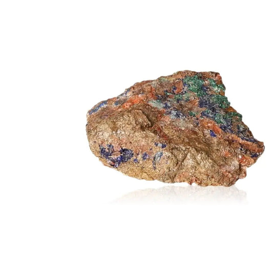 Azurite druzy mineral showcasing deep blue and earthy tones, enhancing intuition and spiritual insight with metaphysical properties.