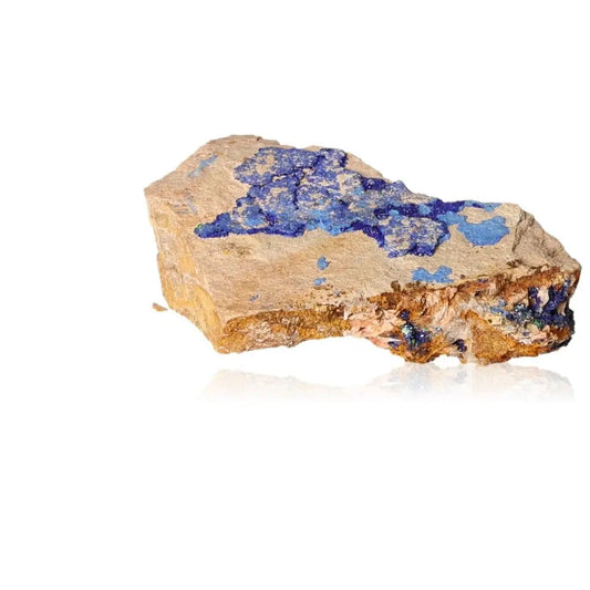 Vibrant blue azurite druzy on brown mineral base, showcasing deep color and rich metaphysical properties for intuition enhancement.