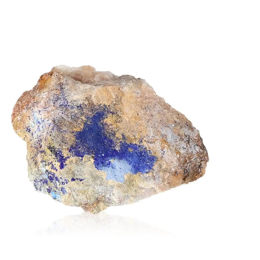 Azurite druze crystal showcasing deep blue hues and natural textures, known for enhancing spiritual insight and intuition.