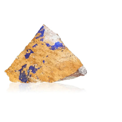 Piece of Azurite Druze showcasing vibrant blue mineral against a light background, known for enhancing intuition and spiritual insight.