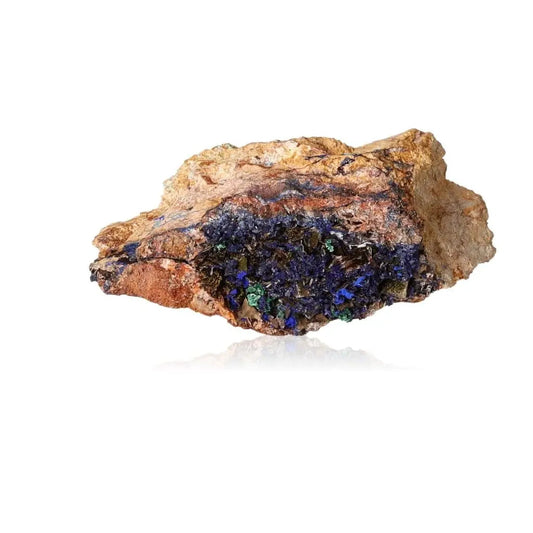 Azurite druze crystal with deep blue hues highlighting its metaphysical properties for spiritual insight and intuitive development.