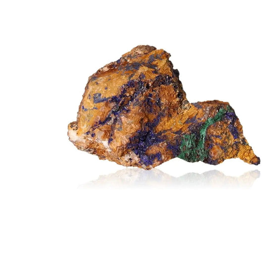 Azurite druzy mineral specimen with vibrant blue and green hues, ideal for enhancing intuition and spiritual insight.