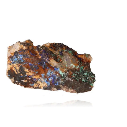 Azurite with Malachite gemstone showcasing vibrant blue and green patterns, symbolizing natural beauty and cosmic mysteries.