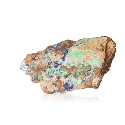 Azurite with Malachite druzes showcasing vibrant blue and green mineral colors, a unique spiritual tool for intuition and insight.