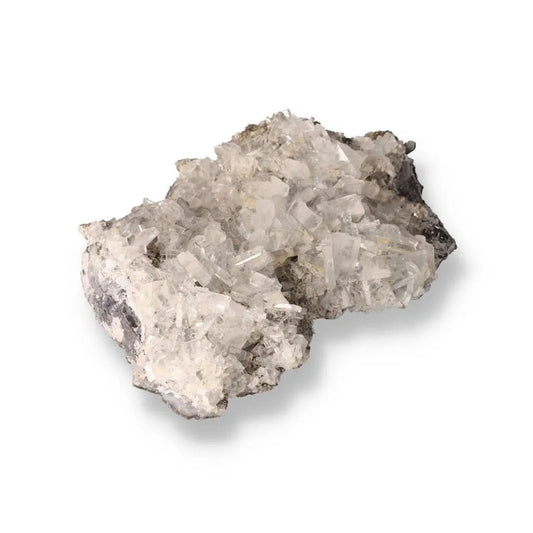 Natural barite crystal with pyrite inclusions, known for spiritual healing and calming energy, ideal for collectors and enthusiasts.
