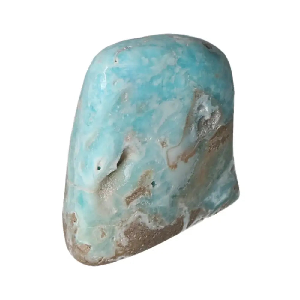 Blue Aragonite Obelisk from Pakistan showcasing vibrant blue hues and calming energy, perfect for a serene, elegant space.
