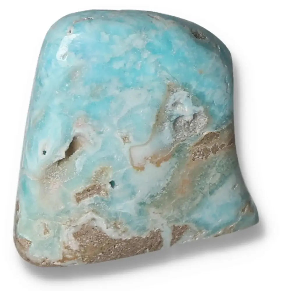 Blue Aragonite Obelisk crystal from Pakistan showcasing vibrant blue hues for tranquility and emotional balance.