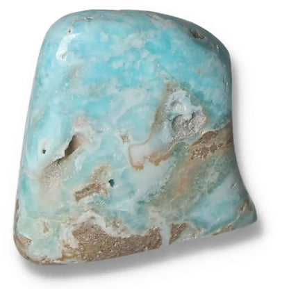 Blue Aragonite Obelisk crystal from Pakistan showcasing vibrant blue hues for tranquility and emotional balance.