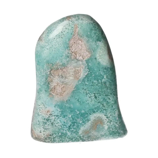 Blue Aragonite Obelisk from Pakistan, vibrant blue crystal for calming energy, emotional balance, and enhancing communication.