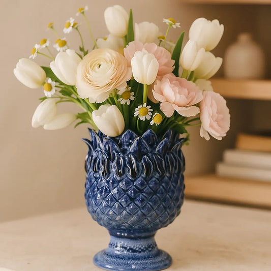 Blue Stoneware Vase – Serene Elegance and Classic Design Sylvia Crystals Sp. z o.o.
