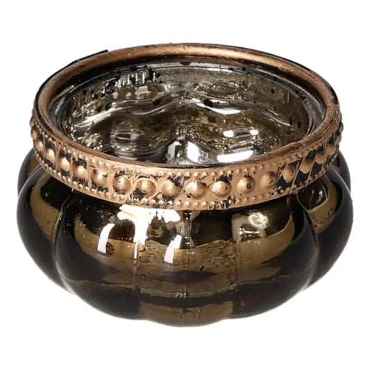 Sylvia Crystals Brown Candle Holder with embossed rim, blending spirituality, luxury, and modern design for elegant home decor.